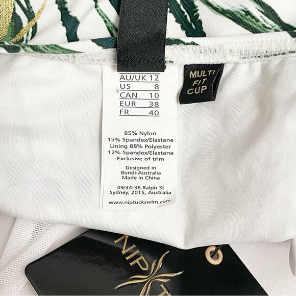 NWT Nip Tuck Swim One Piece Swimsuit Size 8 Green Tropical Palm Ruched Tummy NEW - Picture 12 of 15
